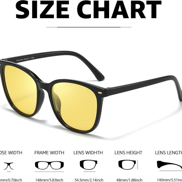 Polarized Night Vision Glasses Women Anti Glare Driving Yellow Lens UV400 - Picture 6 of 7